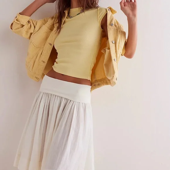 Free People Cream A-Line Skirt - Picture 3 of 9